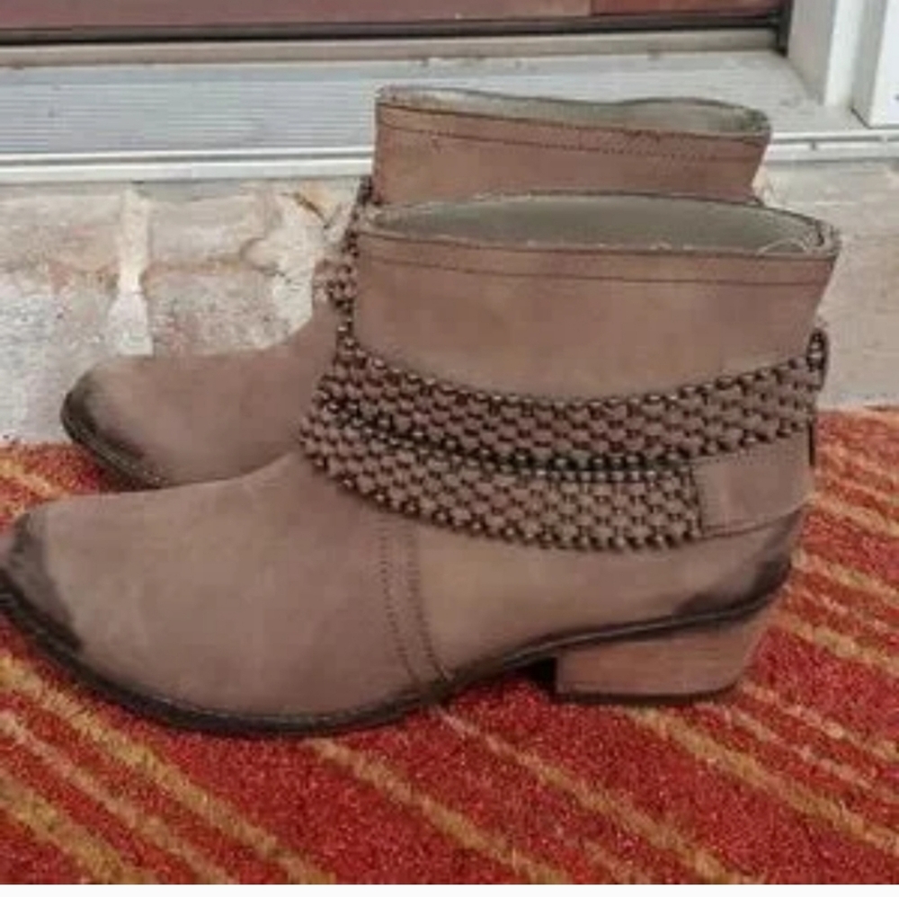 Matisse Plate Suede Harness Brown Moto Boots - Picture 2 of 4